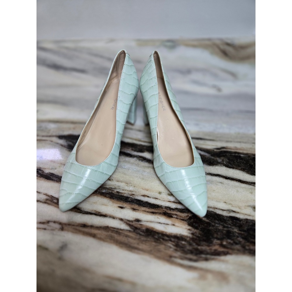 Marc Fisher Mint Croc-Embossed Pointed Toe Pumps